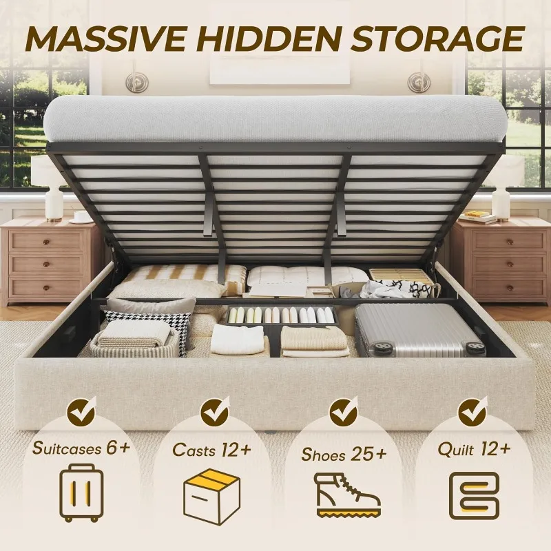 HISOFT King Size Lift Up Stora - огляд і ціна Gas Lift Storage Bed Hydraulic