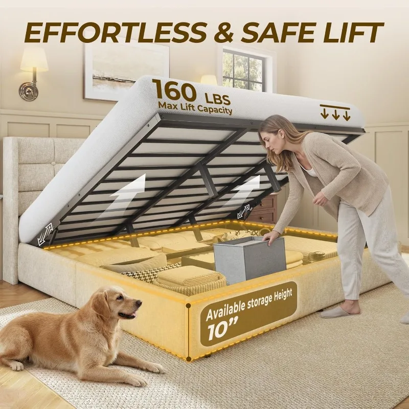 HISOFT King Size Lift Up Stora - огляд і ціна Gas Lift Storage Bed Hydraulic