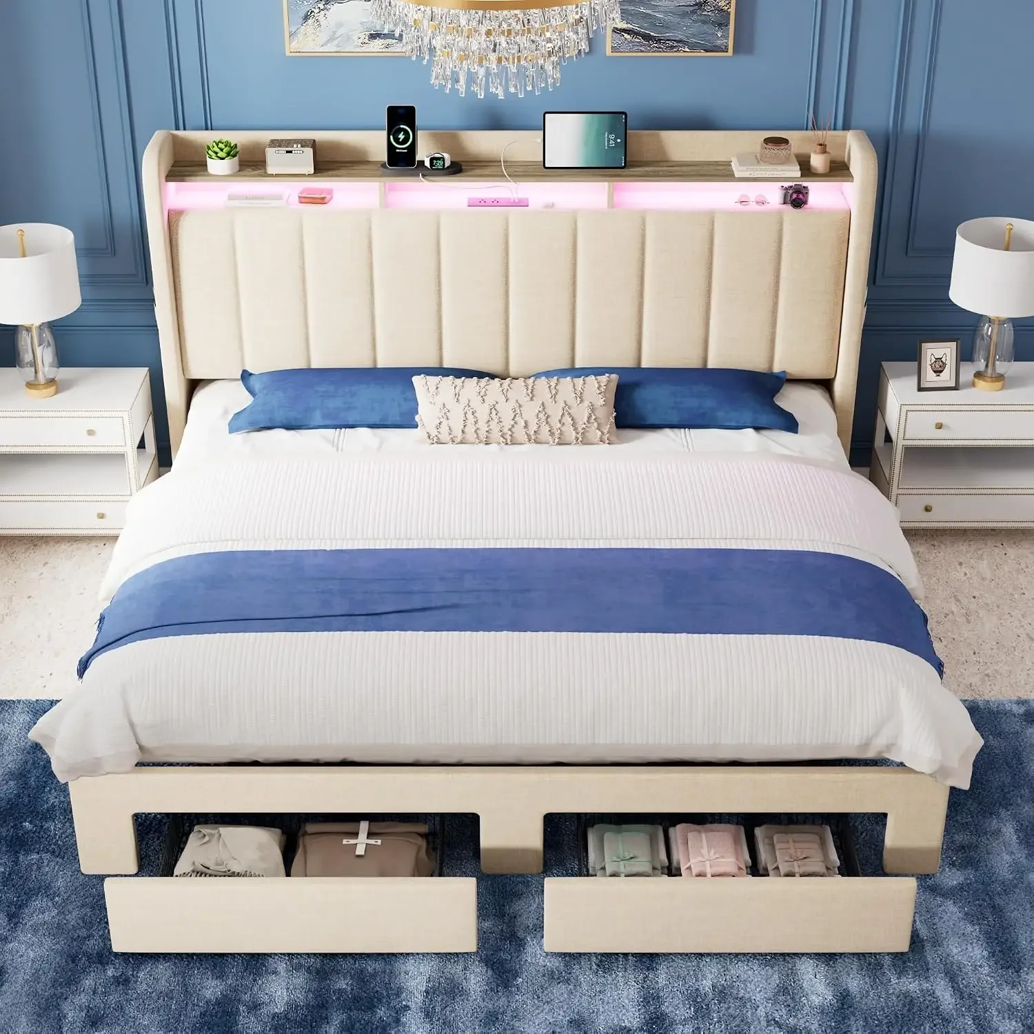 King Size Bed Frame with 2-Tie - огляд і ціна King Size Bed Frame With Storage Drawers