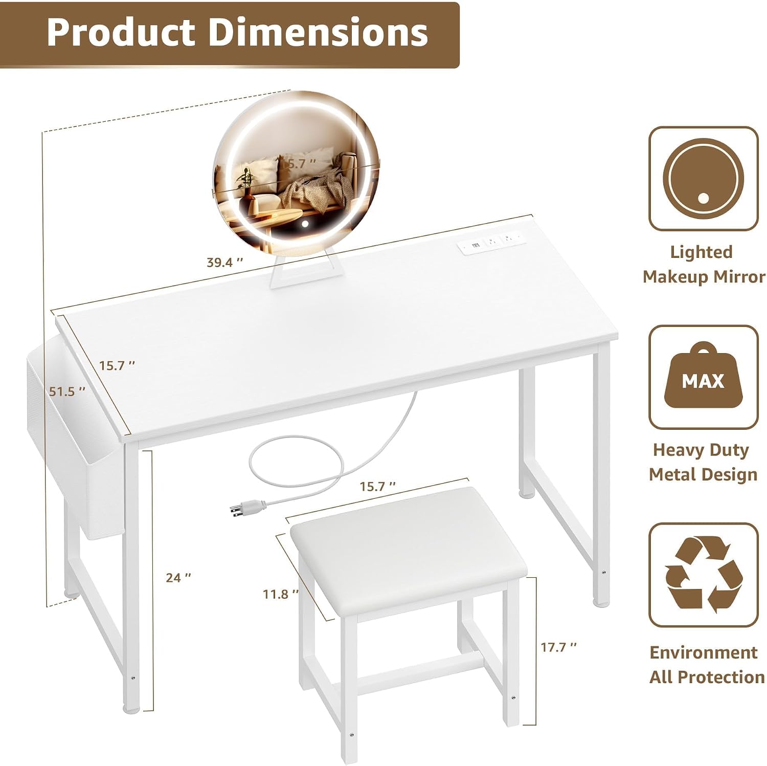 Cheap Makeup Girls Vanity Set  - огляд і ціна Dressing Table Vanity With Lighted Mirror