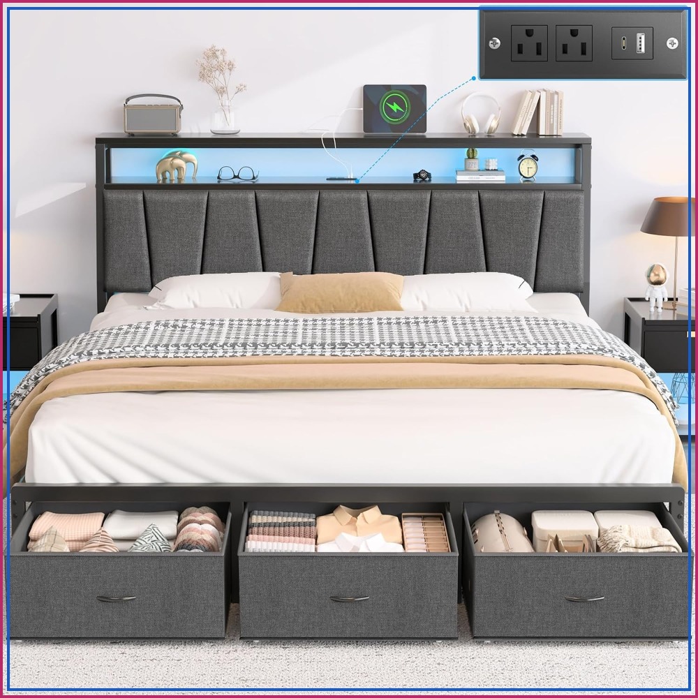 King Size Bed Frame with Stora - огляд і ціна King Size Bed Frame With Storage Drawers