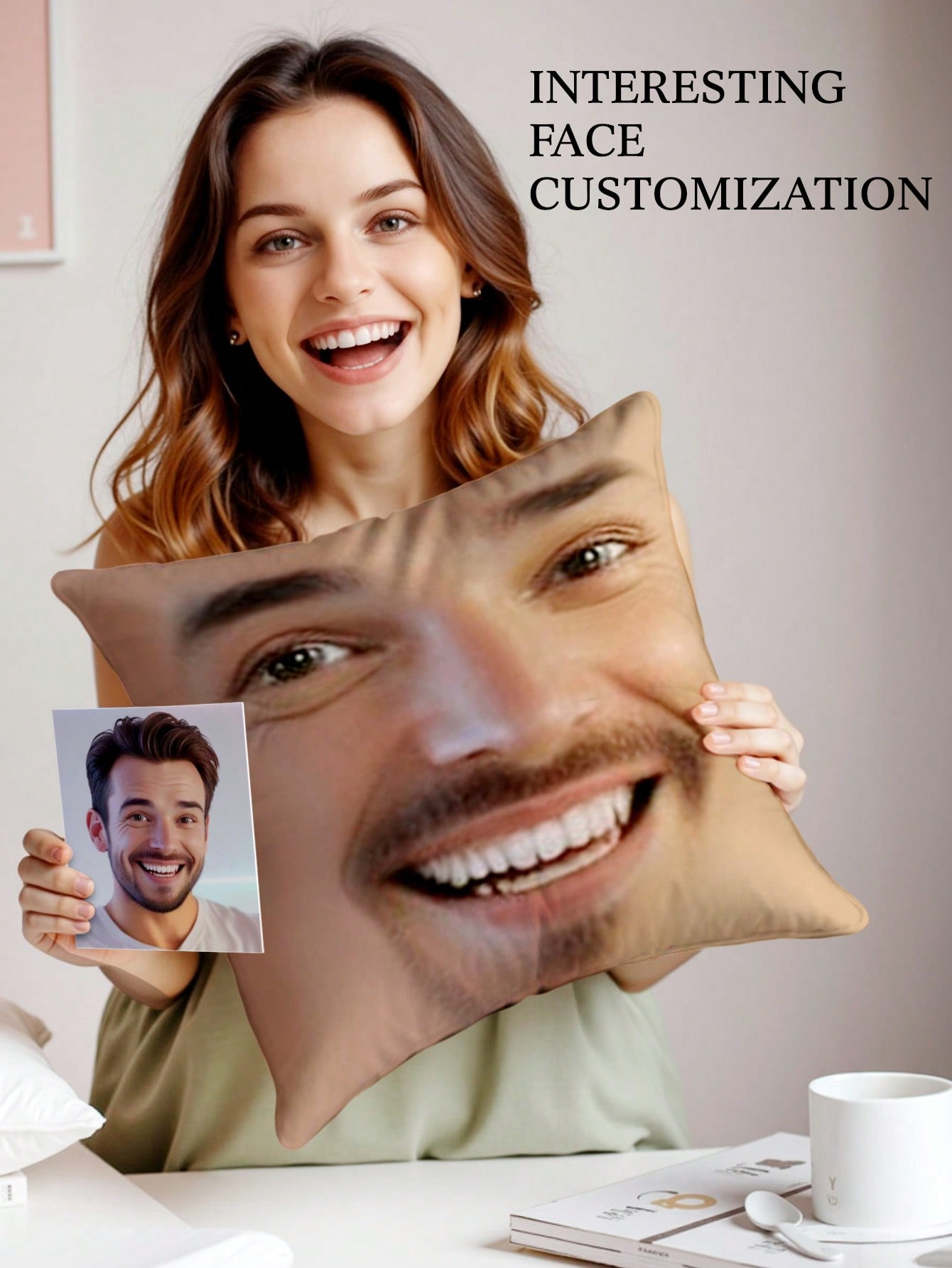 1pc Custom Face Square Pillow  - огляд і ціна Sofas