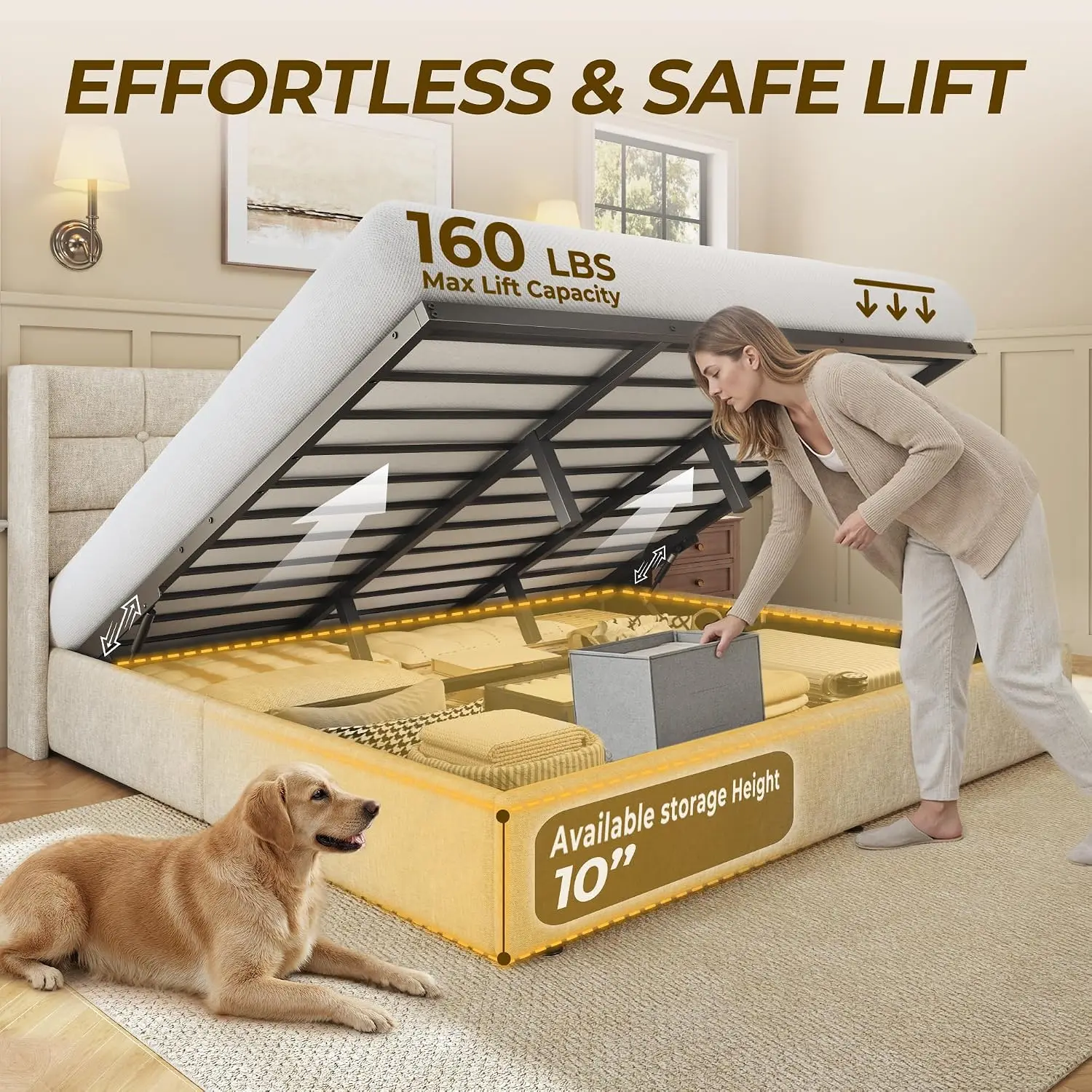 King Size Lift Up Storage Bed  - огляд і ціна Gas Lift Storage Bed Hydraulic