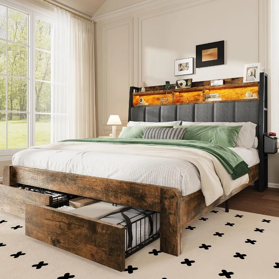 King Size Bed Frame with 2 Sto - огляд і ціна King Size Bed Frame With Storage Drawers