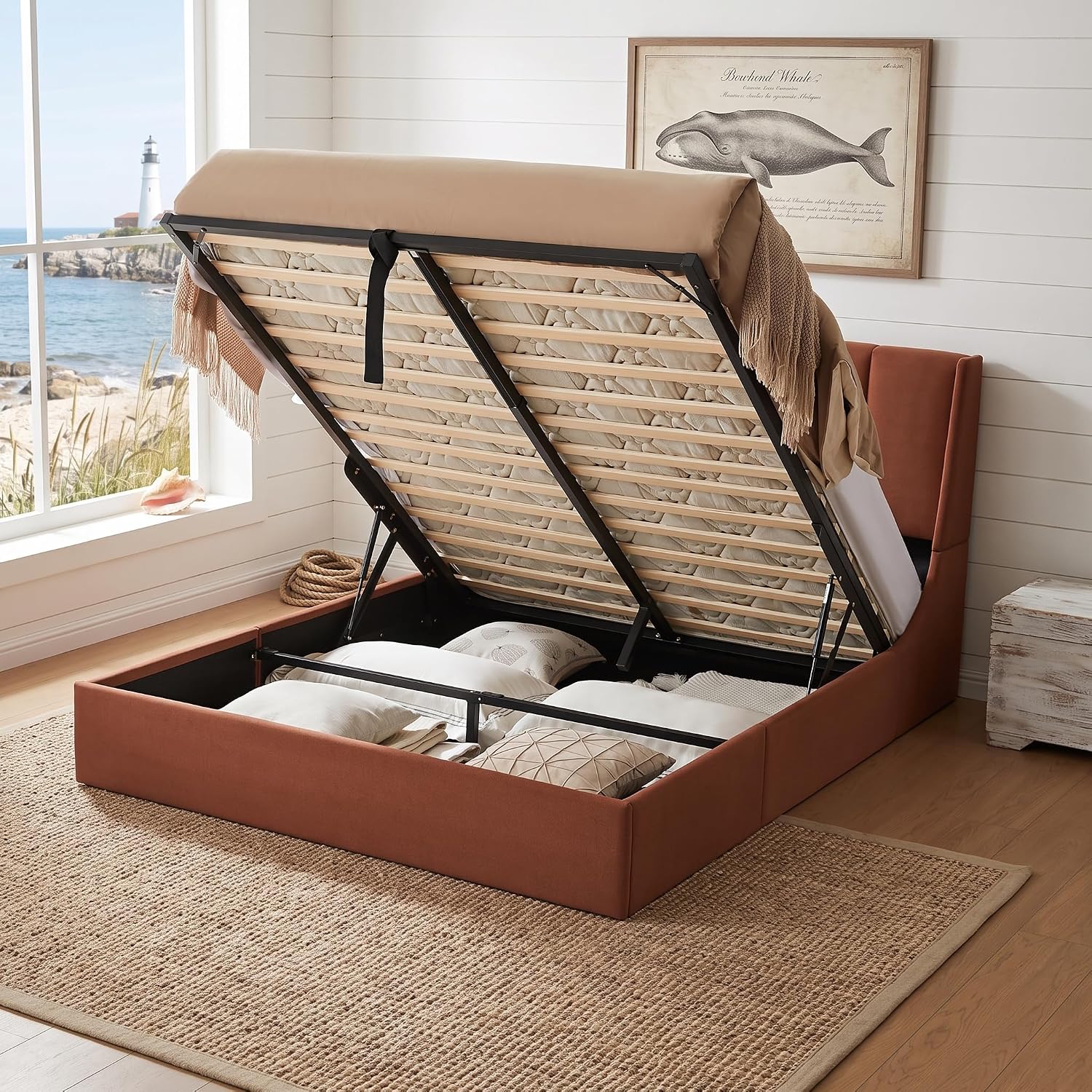 Queen Lift Up Storage Bed Fram - огляд і ціна Gas Lift Storage Bed Hydraulic