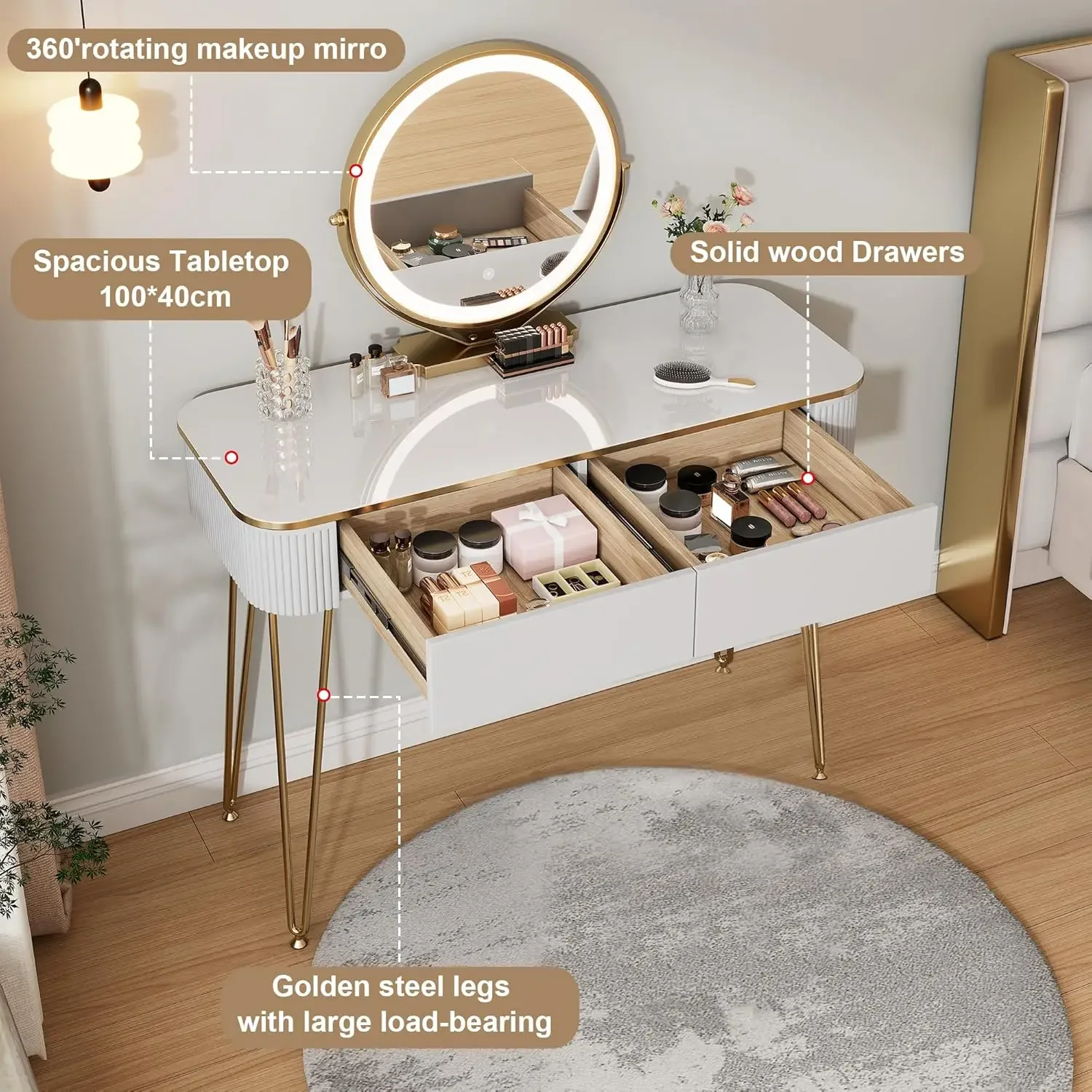 BestsellingSmall Vanity Desk w - огляд і ціна Dressing Table Vanity With Lighted Mirror