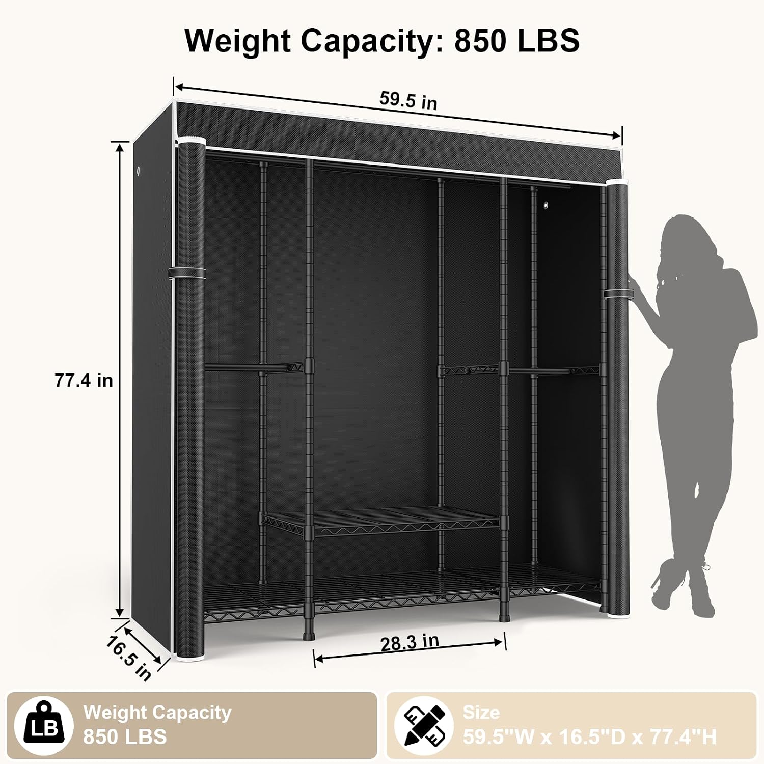 E3C Heavy Duty Portable Closet - огляд і ціна Wardrobe Closet Portable Fabric Cover