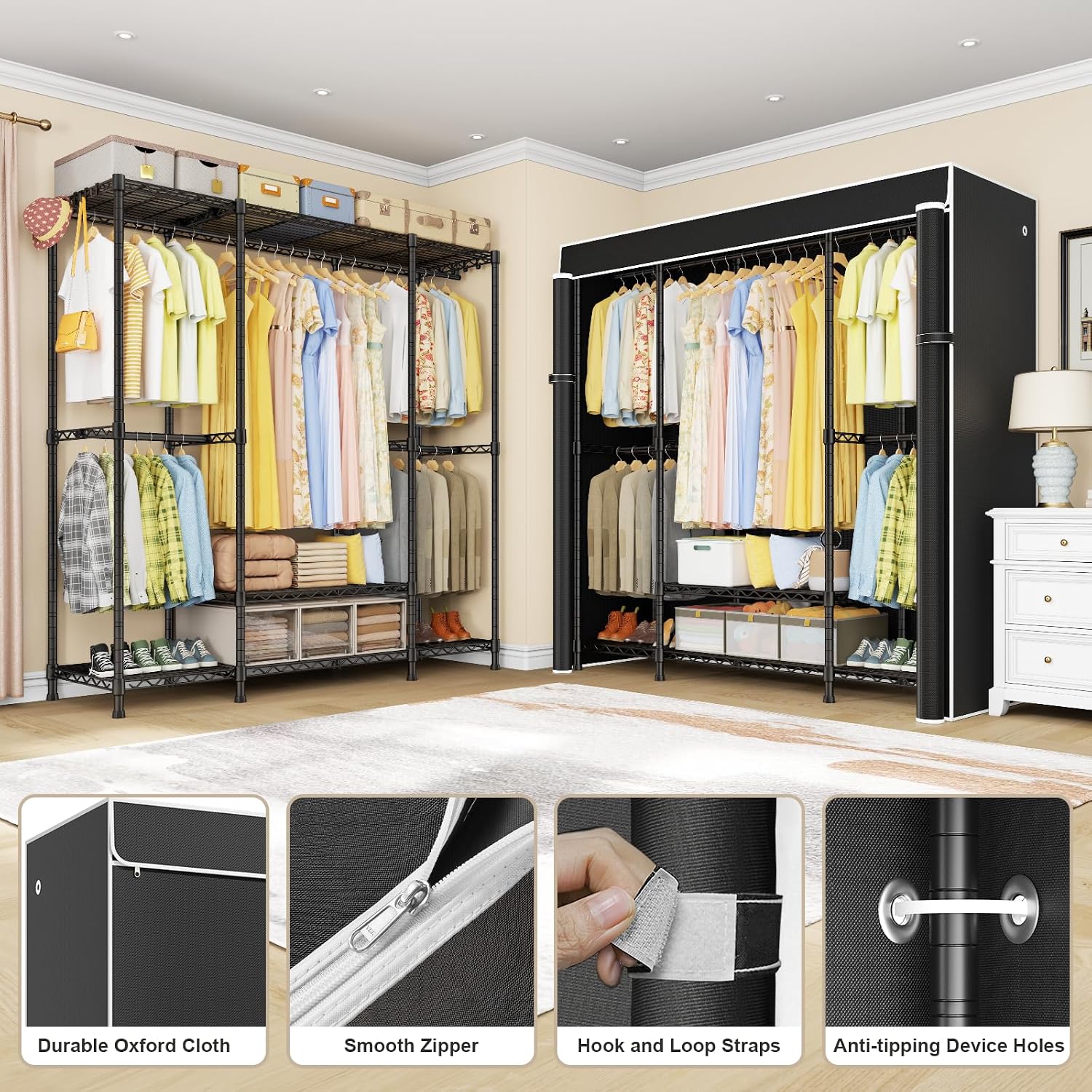 E3C Heavy Duty Portable Closet - огляд і ціна Wardrobe Closet Portable Fabric Cover