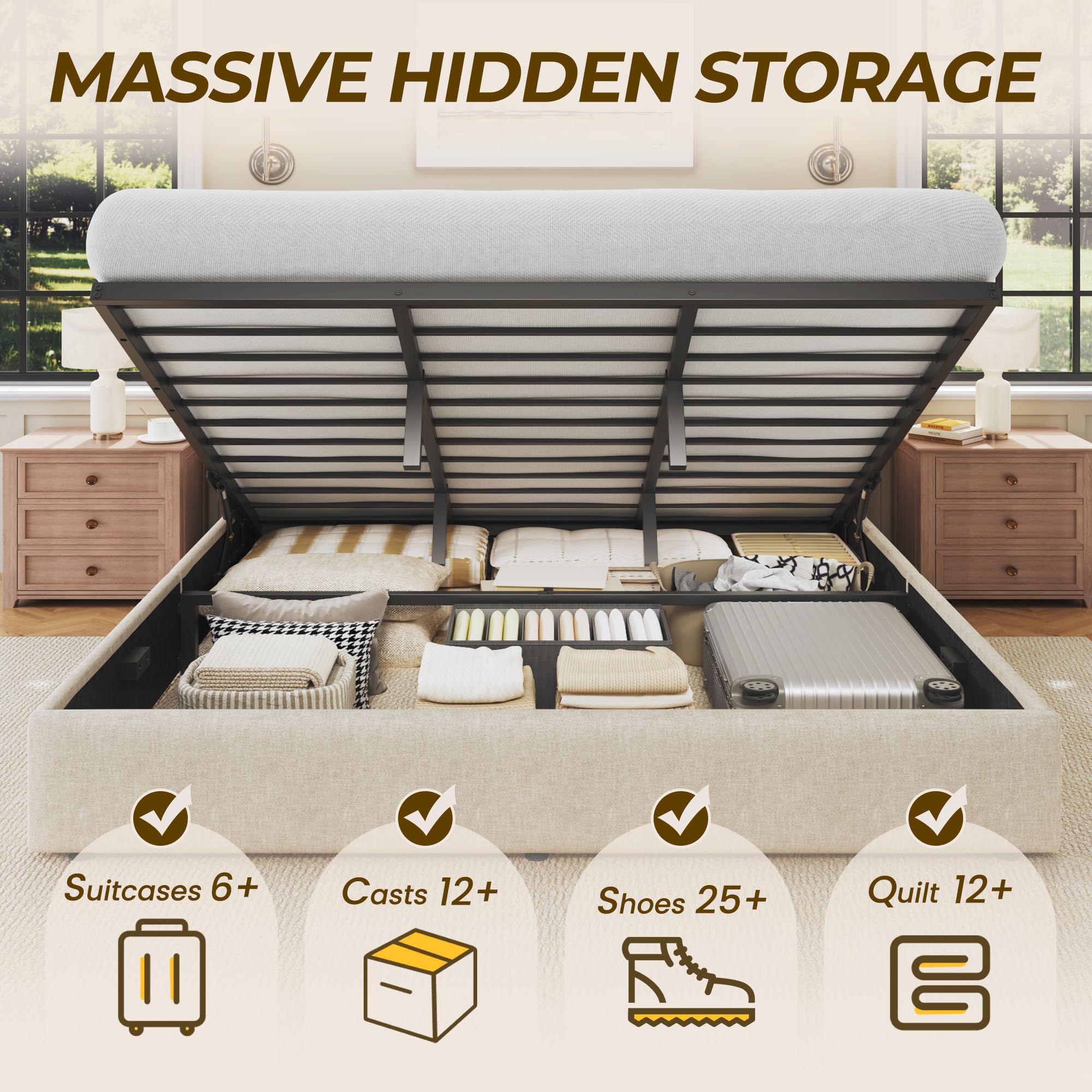 HIT King Size Lift Up Storage  - огляд і ціна Gas Lift Storage Bed Hydraulic