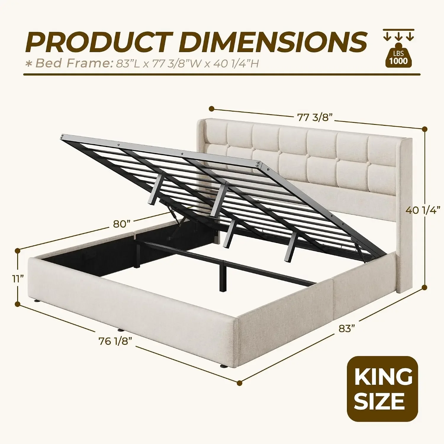 King Size Lift Up Storage Bed  - огляд і ціна Gas Lift Storage Bed Hydraulic