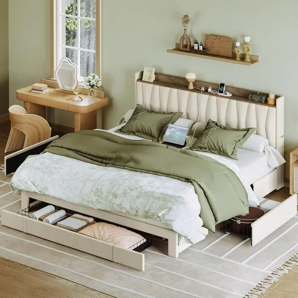 &King Size Bed Frame With Stor - огляд і ціна King Size Bed Frame With Storage Drawers